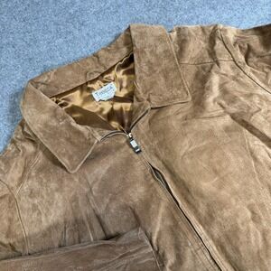 Tribeca Studio Jacket Womens 30W Brown Suede Leather Zip Front Collared Lined